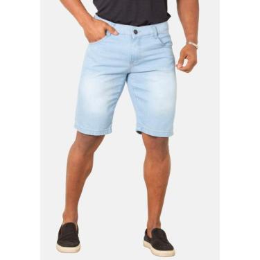 Imagem de Bermuda Jeans Delavê Azul Claro Boen Jeans, 44, Azul, Masculino