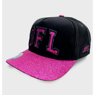 Imagem de Boné Snapback Preto com Glitter Rosa