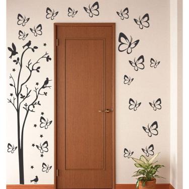 Imagem de Decoração de Parede Arvore Floral e Kit com 68 Borboletas