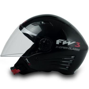 Imagem de Capacete Moto Aberto X Open Classico Viseira Cristal Preto Inmetro Tam