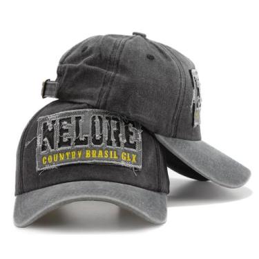 Imagem de Boné Masculino Nelore Country Cowboy Estonado Preto - Pampas Country, 