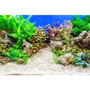 Imagem de Fundo de aquário folhas de grama subaquática com fundo de aquário de seixos verde vívido e fresco planta aquática pedra leito de rio e lago decoração de fundo de tanque de peixes vinil 91 x 45 cm