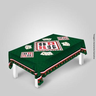 Imagem de Toalha Mesa Felpuda Retangular Baralho Verde Poker Truco - PRESENTE-BR