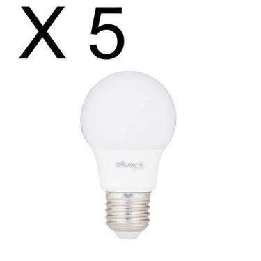 Imagem de Kit 5 lampada led bulbo a55 4,8w branco quente 3000k bivolt e27 - gala