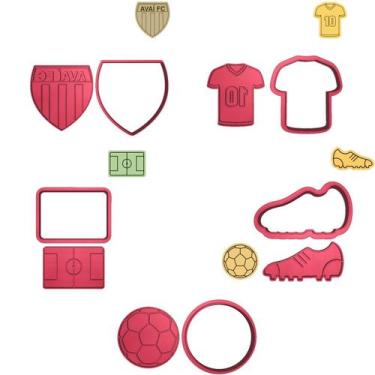 Imagem de Kit 5 Cortadores Avaí Camisa Chuteira Campo Bola - DOCE IMPRESSO, 4,5c