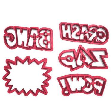 Imagem de Kit 4 Cortadores Pow Crash Bang Zap Gibi Quadrinhos Super Heróis - DOC