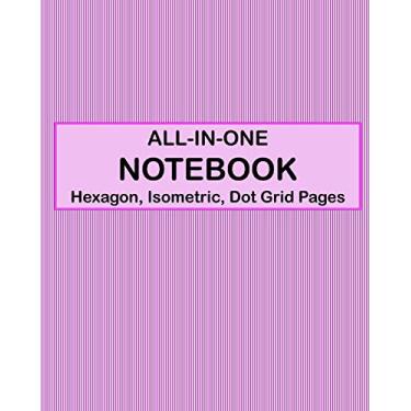 Imagem de ALL-IN-ONE NOTEBOOK - Hexagon, Isometric, Dot Grid Pages: 4 Types Of Designing Paper In One Book - See The Back Cover For Samples - Shades Of Striped Pink