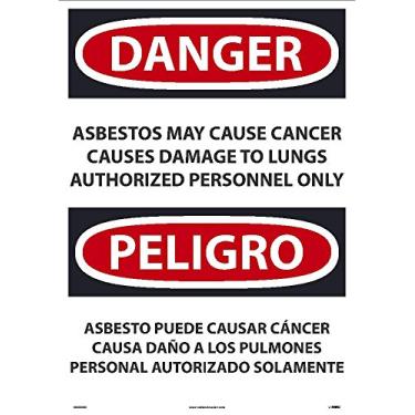 Imagem de NMC ESD22PD Marcador nacional PELIGRO Sinal de amianto - Pode causar câncer causa danos aos pulmões apenas pessoal autorizado, 50 cm x 71 cm, vinil Ps