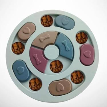 Imagem de COMEDOURO INTERATIVO PUZZLE para Cachorro e Gato Pet Brinquedo Lento Jogo Divertido Anti-Stress Porta Petisco (AZUL)