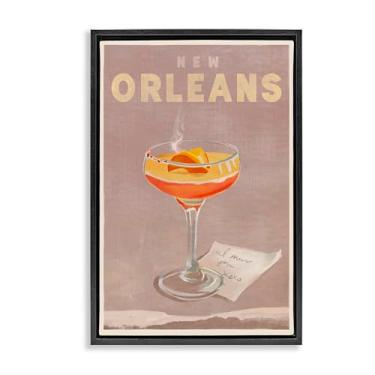 Imagem de Stupell Industries New Orleans Cocktail Framed Floater Canvas Wall Art Design by The Whiskey Ginger, moldura flutuante preta, 43 x 63 cm