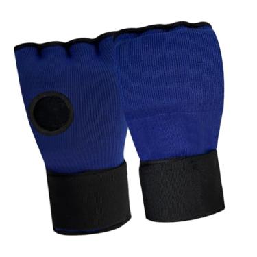 Imagem de menolana Gel boxe mão envolve luvas internas respirável ajustável meio dedo luvas com alça de pulso longa para karate sparring mma, Azul
