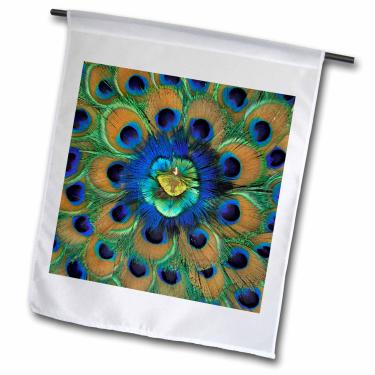 Imagem de 3dRose fl_73909_1 Padrões de penas de pavão naturais, Índia-AS10 DFR0096-David R, Bandeira de jardim Frazier, 30 x 45 cm
