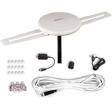 Imagem de Five Star Antena HDTV 360° omnidirecional recepção amplificada externa antena de TV 250 milhas de longo alcance para interior/exterior, RV, suporte de sótão 4K 1080p UHF VHF 4 TVs kit de instalação