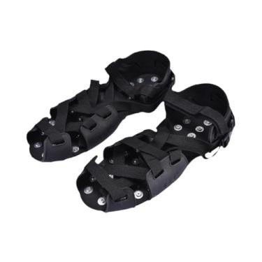 Imagem de Generic Gramado aerador sapato cobre ferramentas de gelo crampons preto tração grampos 34 picos sapatos para botas de inverno jardim pátio escalada