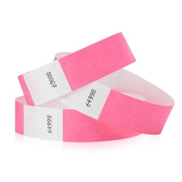 Imagem de Pulseiras Tyvek de 1,9 cm rosa neon da WristCo, Neon Pink, 100 Count