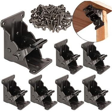 Imagem de Pacote com 8 suportes dobráveis para pernas de mesa, suporte dobrável para mesa, suporte de extensão, dobradiças de bloqueio, suporte dobrável, dobradiças autotravantes para perna de mesa, perna de