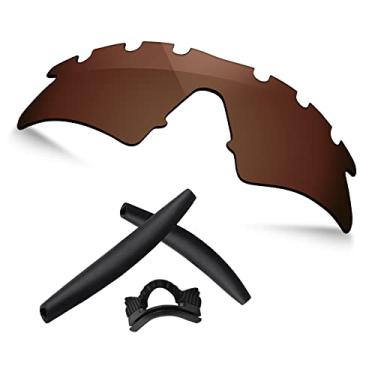 Imagem de TRUSHELL Mais de 20 opções de kits de borracha/substituição de lente para óculos de sol com armação OAKLEY M, Black Rubber Kits + Earth Brown - Polarized, M Frame Sweep Vented