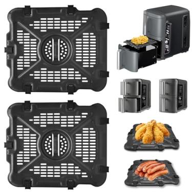 Imagem de GCQ Frigideira Air Fryer para Ninja SL401 DoubleStack XL 2-Basket Air Fryer, 2 pacotes de substituição Air Fryer Placa Crisper Plate Grill Plate Acessórios com amortecedores de borracha, lavável na