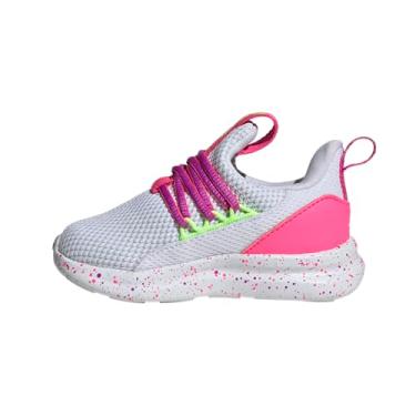 Imagem de adidas Tênis infantil Lite Racer Adapt 7.0, Branco/limão lúcido/rosa lúcido, 18