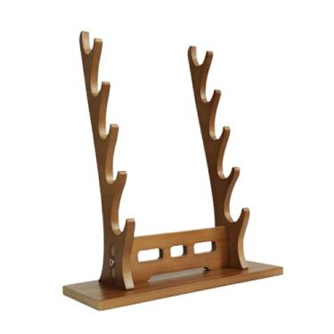 Imagem de Luwecf Suporte para espada de suporte de rack samurai, suporte para espada medieval, suporte tanto wakizashi, Nogueira 5 Camadas