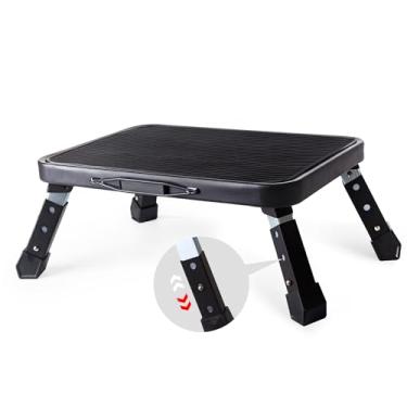 Imagem de Mesjaedr Banquinho Dobrável, Altura Ajustável, 1 Degrau, 330 Libras, Plataforma de Degrau Portátil Resistente com Pés Antiderrapantes e Alça, Escada para Adultos, Casa, Cozinha, Es (, Preto)
