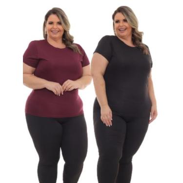 Imagem de Kit 2 Peças - Camiseta Feminina Dry Fit Plus Size Poliester Academia -