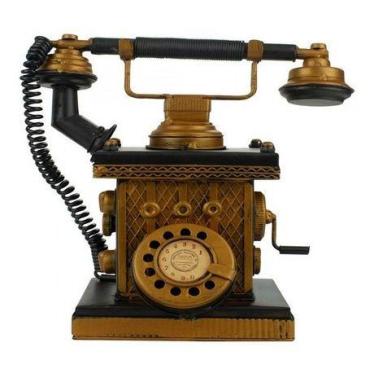 Imagem de Telefone Preto Antigo Cofrinho 23x12.5x23cm Estilo Vintage - Skin Zabo