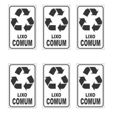 Imagem de 6 Adesivos P/ Lixeiras - Lixo Comum 20x12cm Coleta Seletiva - Royal Pr