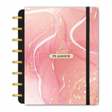 Imagem de Planner Diário Não Datado Journey Aurora Serena, Sistema de Disco Inteligente, Capa Dura Rosa com Detalhes Dourados, 480 Páginas