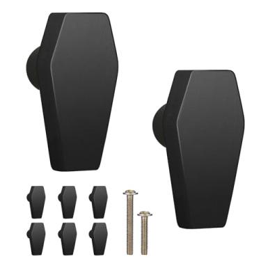 Imagem de Gothvanity Puxadores de armário de caixão pacote com 8 - puxadores de decoração gótica para armário de cozinha, puxador de gaveta, cômoda e alça de armário - madeira - 6,1 x 3,3 polegadas - preto