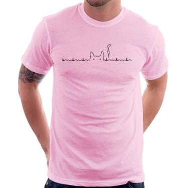 Imagem de Camiseta Batimentos Cardíacos Gato - Foca na Moda, Rosa bebê, P