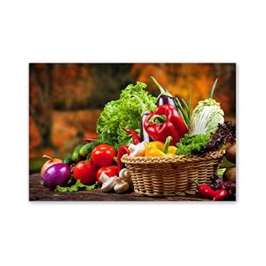 Imagem de JZSDGB Decoração de parede de fotos de cozinha, arte de parede em tela de cozinha vegetal pintura em tela impressões de arte de comida para sala de jantar decoração de cozinha 80 x 120 cm (31 x 47