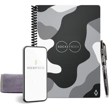 Imagem de Rocketbook Caderno inteligente reutilizável - Caderno ecológico pontilhado com 1 caneta Pilot Frixion e 1 pano de microfibra incluído, tamanho executivo (15 x 22 cm),Modelo:EVR-E-K-PAGI