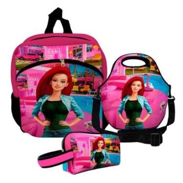 Imagem de Kit Escolar Mochila de Costas + Lancheira + Necessaire Plus – ISOPRENE – Menina Ruiva Glamour-Unissex