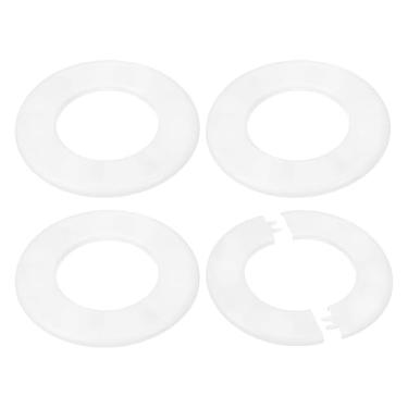 Imagem de PATIKIL Flange dividida na parede 3,07"/78 mm, 4 peças ABS redondo autoadesivo placa cobertura fivela para decoração de torneira de tubo de água, branco