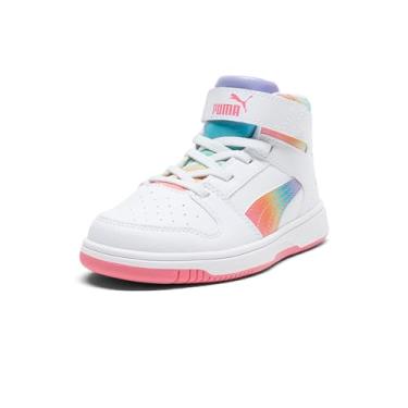 Imagem de PUMA Tênis infantil unissex Rebound Layup Mid Hook and Loop, Puma Rosa mágica branca, 13.5 Little Kid