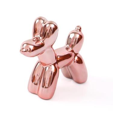 Imagem de Estátua de Cachorro Balão Rosa - Decoração de Cerâmica Notakia