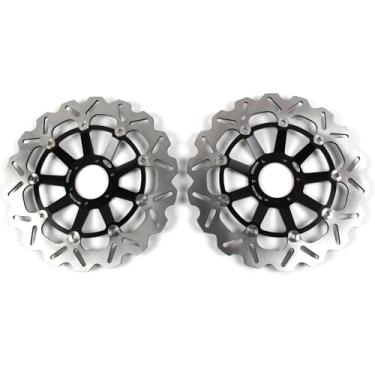 Imagem de 1 par de discos de freio dianteiros flutuantes de rotores compatíveis com Honda CBR900RR CBR919RR 1998 SEP-1999, CB1284 CB1300 1997-2000, peças pretas de acessórios de motocicleta