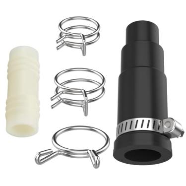 Imagem de Adaptador de mangueira de drenagem para lava-louças compatível com trituradores de lixo, conector de mangueira de lava-louças inclui 1 conector de entrada, 1 braçadeira de mangueira e 3 braçadeiras de