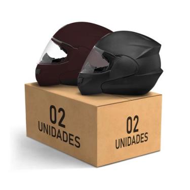 Imagem de Kit 2 Capacetes Escamoteáveis Pro Tork Attack Elite Fosco Moto Proteçã