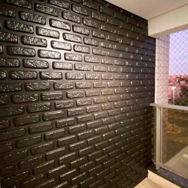 Imagem de Resvestimento de PVC Placa Alto Relevo Tijolinho Preto 50cm X 50cm - C
