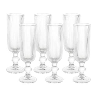 Imagem de Mimo Style, Jogo de 6 Taças de Champanhe Sleek Vidro Texturizado 140ml Elegantes e Sofisticadas
