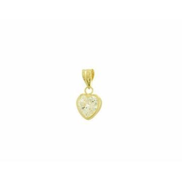 Imagem de Pingente Coração Branco Pedra Argola Reforçada Ouro 18k 750 - DR Joias