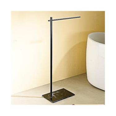 Imagem de Toalheiro de chão Banheiro vertical piso de mármore toalheiro rack de armazenamento do hotel toalheiro barra Toalheiro independente(Black+Black)
