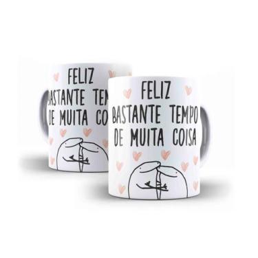 Imagem de Caneca Porcelana Humor Flork Feliz Bastante Tempo de Muita Coisa - Vil