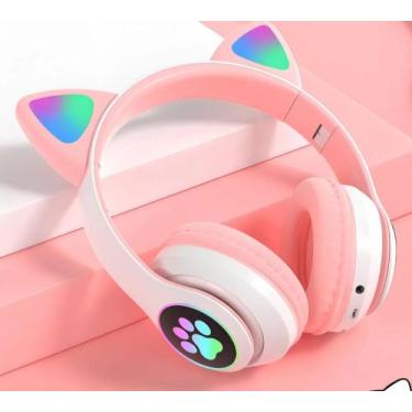 Imagem de Fone De Ouvido Infantil  Orelha Gatinho Rosa - LEHMOX