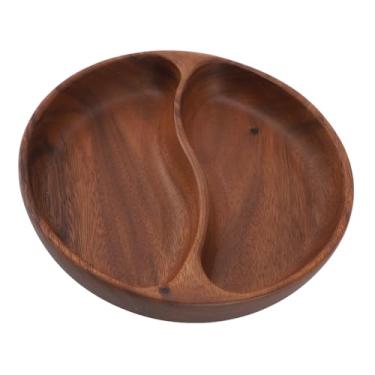 Imagem de Bandejas de madeira multiuso bandeja de servir para biscoitos de salada de frutas e charcutaria, ideal para reuniões de família, material de madeira (compartimento grande oval)