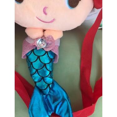 Imagem de Bolsa Infantil de Pelúcia em Formato de Sereia, Rosa, Alça Ajustável (Vermelho)