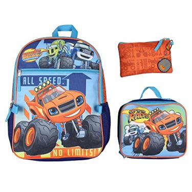 Imagem de Bioworld Blaze and the Monster Machines Conjunto de mochilas, lancheira, estojo, chaveiro, mosquetão de metal