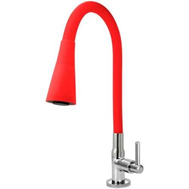 Imagem de Torneira Gourmet Cozinha Flexível Cone 2 Jatos Vermelha Mesa C61 - Um 